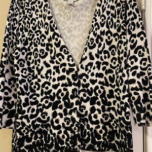White House Black Market Leopard Cardigan EUC